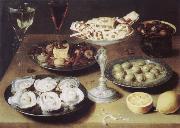 Osias Beert Style life with oysters confectionery and fruits Sweden oil painting artist